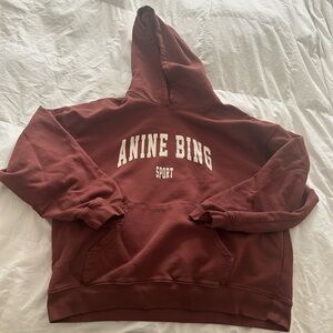 Anine Bing Sport Maroon Distressed Hoodie Size L